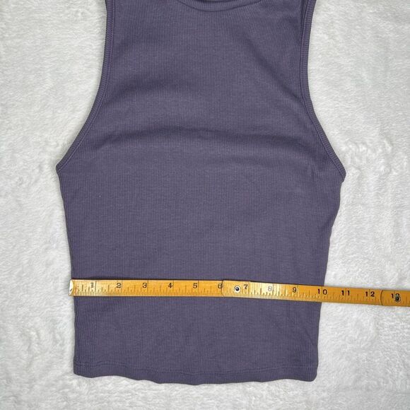 Zara Purple Ribbed Turtleneck Cropped Tank Top - Picture 5 of 7